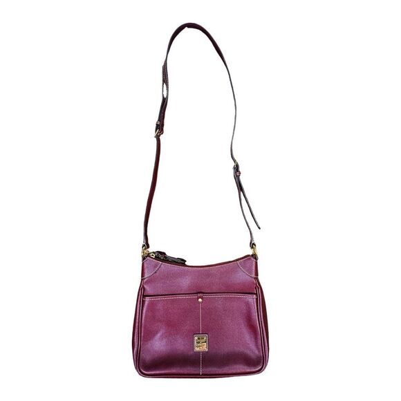 Dooney & Bourke Saffiano Kimberly Crossbody - Wine - 7.5” x 3.5” x 9” - Picture 10 of 11